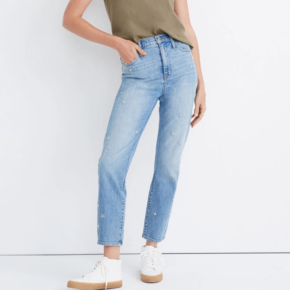 Madewell Classic Straight Jeans: Daisy Embroidered Edition
